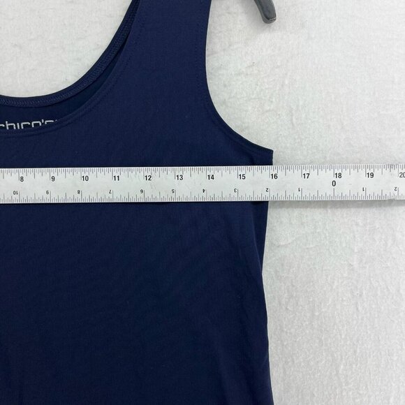 Chico's Tank Top Womens Sz S Navy Blue Pullover Sleeveless Scoop Neck Activewear - Picture 3 of 11